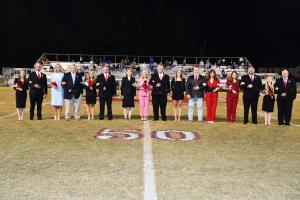 Berry High School celebrated homecoming on Friday, Oct. 24 as they hosted the Brilliant Tigers. Homecoming maids pictured from left to right with their escorts are Maylon Keeton, Josh Traweek, Sophie Nelson, Tim Nelson, Anna Raley Palmer, Zeb Palmer, Berry High School Principal Dr. Kim Williams, Homecoming Queen Bridget Dunn, William Dunn, 2024 Homecoming Queen Karley Bonner, Tim Hill, Rylee Hill, Addison Jones, Devan Jones, Taylor Westbrook and Shane Westbrook. | Photo by Sarah Rice