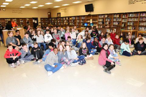 Shown is the sixth grade class as they listened to Wes Wyatt, meteorologist at Fayette Middle School.