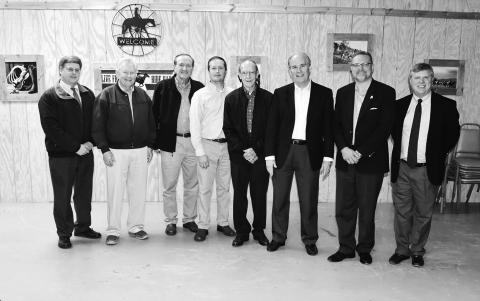 Shown from left are: Dale Lawrence, Jerry Bobo, Andrew Bynum, Russell Hill, John Gary, Theron Nolen, Jason Wyatt and Jerry Clary.