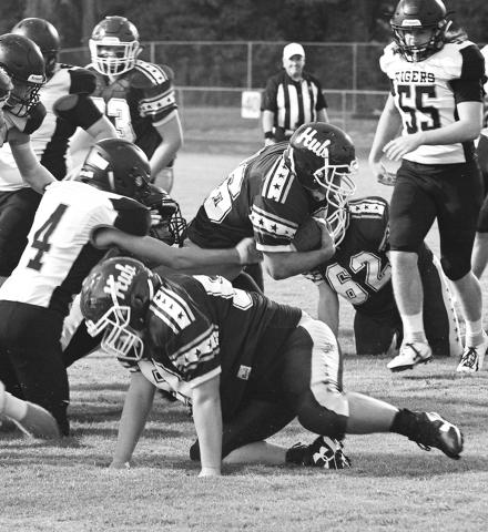 Gage Key (36) is shown scoring a touchdown.