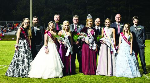 Pictured is the 2019 Hubbertville High School Homecoming Court. From left: Ciara Glaze and her father Shawn Glaze, Nevaeha Hoobler and her father Carl Hoobler, Sydney Farris and her father Jamie Farris, Haley Watkins and her father Jeremy Watkins, Haylee Pollard and her father Chris Pollard, and Mallory Corkren and her father Chad Corkren.