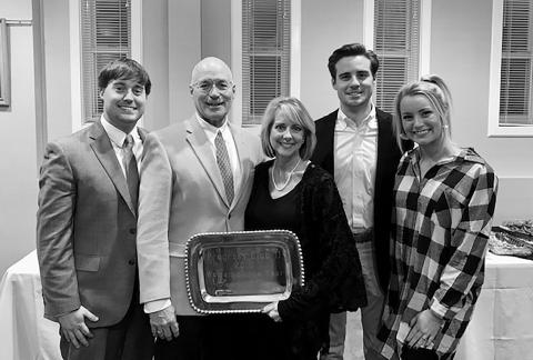 Shown are family members, from left: Jack Nolen, Judge Merrell Nolen, Woman of the Year Sandy Nolen, Luke Nolen, and Julia Nolen.