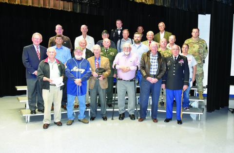Shown are the veterans in attendance at the Community-Wide Veterans Day program held at Bevill.