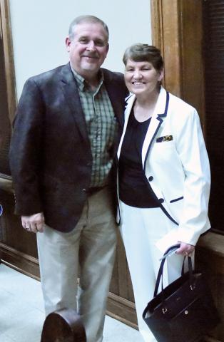 Challenger Marion Dodson is shown congratulating incumbent Revenue Commissioner Ruby Porter following the election results on March 3. 