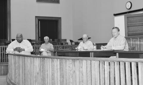 Shown at the April 27 Fayette County Commission meeting, from left: Commissioner John Underwood, Commissioner Billy Joe Rogers, Commissioner James Knight and Commission Chairman Mike Freeman.