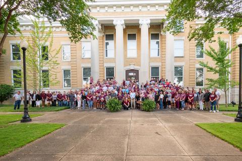 A crowd of over 150 members of the Hubbertville community attended the board of education meeting on Tuesday, July 30, in support of Hubbertville School’s principal Tim Dunavant. (Photo by Leah Hollingsworth)