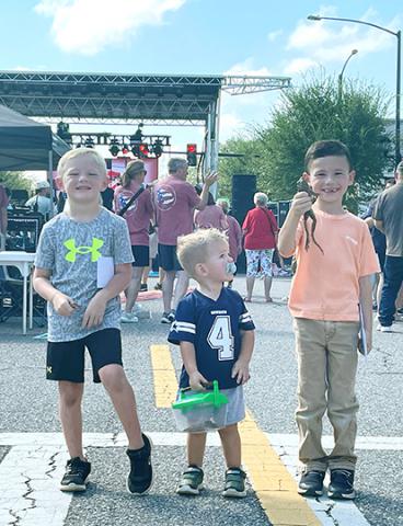 Pictured are the winners from last years’ Frog Level Festival frog jumping contest in no particular order are Gunner Renfroe, Esra Smith and Cross Walker.