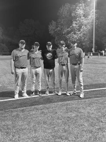 Pictured above are the FCHS Tigers 2026 seniors (L to R) Parker Lindsey, Brayden Unger, Coach Brandon Stocks, Tucker Scott and Ty Sawyer. 