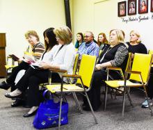 Shown is a portion of the crowd attending the Sept. 27 meeting of the Fayette County Board of Education.