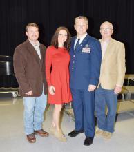 Shown is the Spillers family as they posed for a picture following the Veterns’ Day Program at Bevill. From left: Jacob Spillers, Bridget Spillers, Lieutenant Colonel Mitchell R. Spillers Jr. and Mickey Spillers.