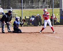 Kyla Edmonson is shown getting a hit for Berry during the tournament at Hubbertville.