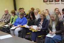 Shown is a portion of the crowd in attendance at the May 14 Board of Education meeting.