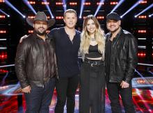 Shown are the four finalists this season on “The Voice.” From Left: Andrew Sevener, Gyth Rigdon, Maelyn Jarmon and Dexter Roberts.