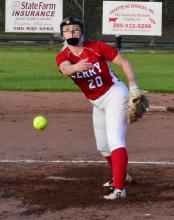 Kyla Edmonson is shown pitching for Berry against South Lamar.