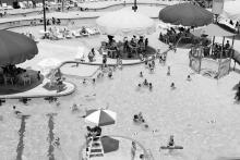 Pictured is an overhead view of the Fayette Aquatic Park during opening day of the 2019 season.