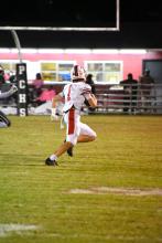 Berry’s Max Westbrook (1) rushes the ball past the Pickens County defenders. | Photo by Sarah Rice