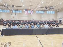 Members of the 2026 Hubbertville School Class 1A state championship baseball team stand with the Fayette County Board of Education after being recognized during the board’s July 14 meeting. The board presented the players, coaches and Principal Tim Dunavant with a resolution honoring the program’s first state baseball championship and recognizing the team’s historic season.