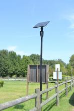 Pictured is the Flock automated license plate reader located at the entrance of Guthrie Smith Park. 